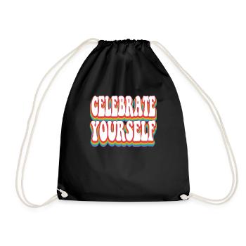 Feiere dich selbst - Pride Rainbow LGBTQ+ - Turnbeutel - Schwarz - Vorne