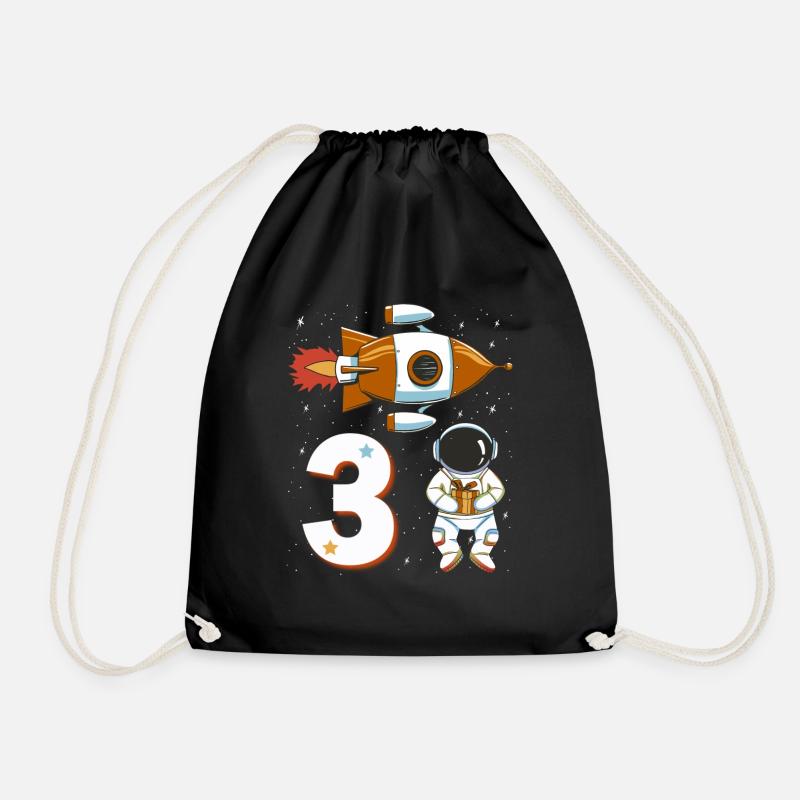 3. Geburtstag Astronaut 3 Jahre Weltall Jungen - Turnbeutel - Schwarz