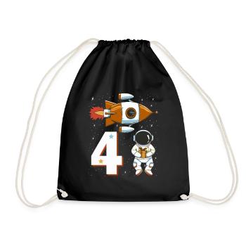 4. Geburtstag Astronaut 4 Jahre Weltall Jungen - Turnbeutel - Schwarz - Vorne