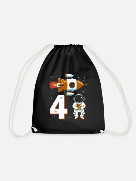 4. Geburtstag Astronaut 4 Jahre Weltall Jungen - Turnbeutel - Schwarz