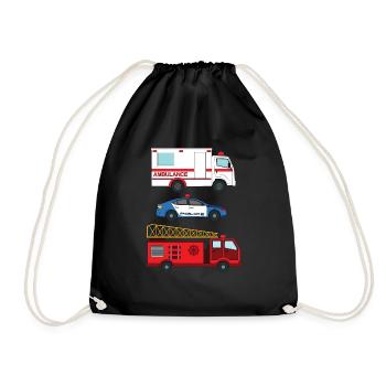 Police ambulance Fire engine _ - Drawstring Bag - black - Front