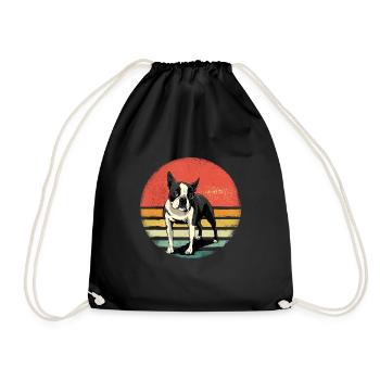 Retro Boston Bull Terrier Dog Puppy Boston - Sac de sport léger - noir - Devant