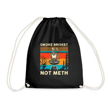 Skeleton Smoke Brisket Not Meth Grilling Master - Drawstring Bag - black - Front