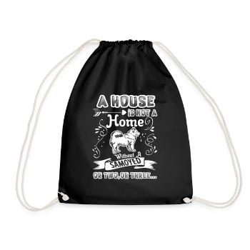 Samoyed Home Without Samoyed - Drawstring Bag - black - Front