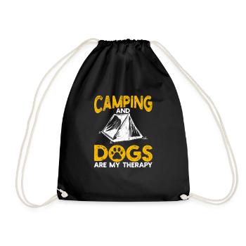 Camping and dogs are my therapy Camp RV Camp - Drawstring Bag - black - Front