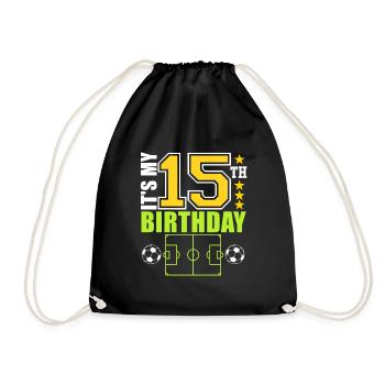 Joueur de football 15e anniversaire football - Sac de sport léger - noir - Devant