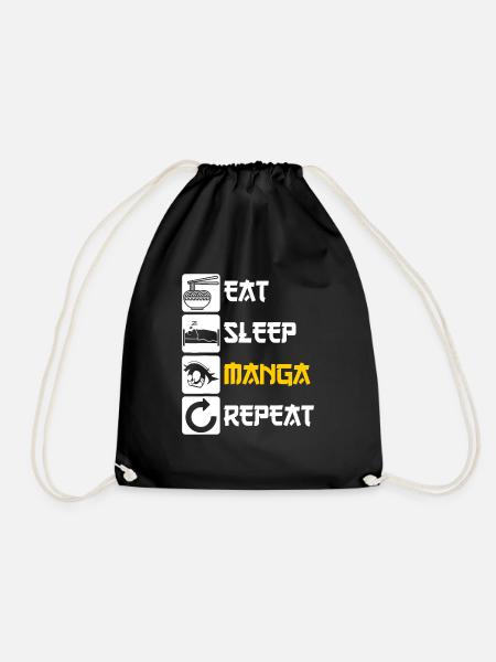 Eat Sleep Manga Repeat - Drawstring Bag - black