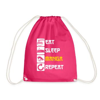 Eat Sleep Manga Repeat - Drawstring Bag - fuchsia - Front