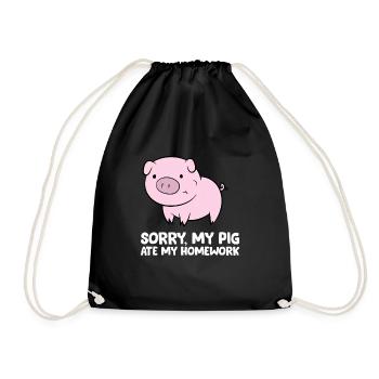 Schweine Kinder Schule Liebe Schweine Entschuldigung - Turnbeutel - Schwarz - Vorne