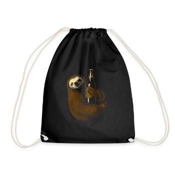 paresseux étreignant une bière - Sac de sport léger - noir - Devant