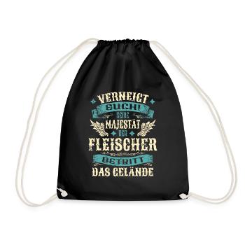Fleischer Geschenk Lustige Sprüche - Turnbeutel - Schwarz - Vorne