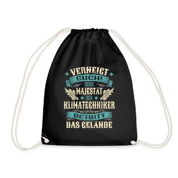 Klimatechniker Geschenk Lustige Sprüche - Turnbeutel - Schwarz - Vorne