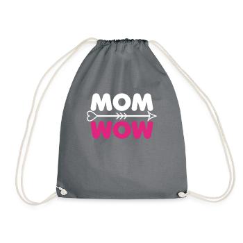 Mom Mother's Day Gift - MOM WOW - Drawstring Bag - grey - Front
