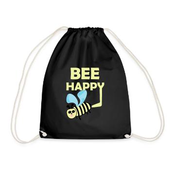Bee Happy Biene - Turnbeutel - Schwarz - Vorne