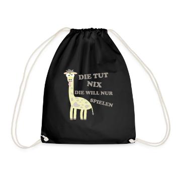 Giraffe - Die tut nix die will nur spielen - Turnbeutel - Schwarz - Vorne