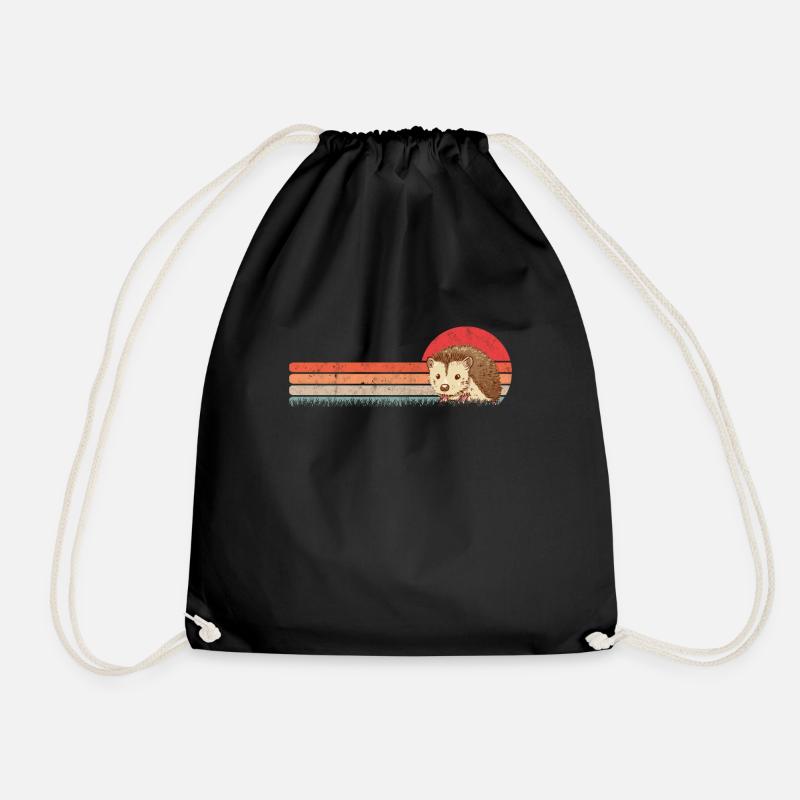 Igel Retro Stacheligel Vintage - Turnbeutel - Schwarz