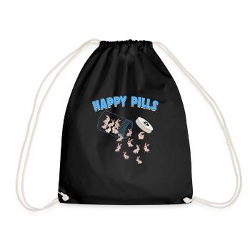 Happy Pills Farm Animal Funny Rabbit Lovers Humor - Drawstring Bag - black - Front