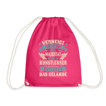 Kunstlehrer Geschenk Lustige Sprüche - Turnbeutel - Fuchsia - Vorne