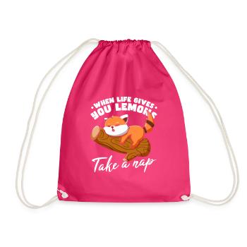 Funny Sleeping Red Panda - Drawstring Bag - fuchsia - Front