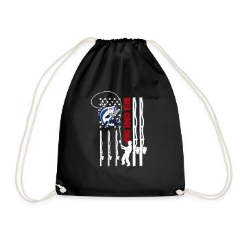 Angler Fishing Reuse Fishing Route Father's Day USA Fish - Drawstring Bag - black - Front