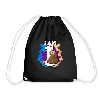 I am 1 sloth - Drawstring Bag - black - Front