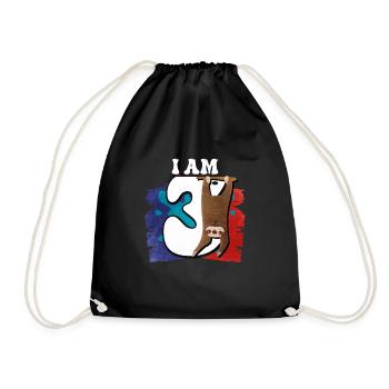 I am 3 sloth - Drawstring Bag - black - Front