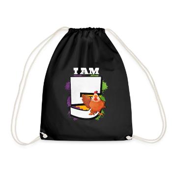I am 5 chickens - Drawstring Bag - black - Front