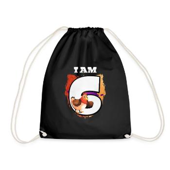 I am 6 chickens - Drawstring Bag - black - Front