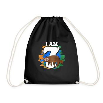 I am 7 sloth - Drawstring Bag - black - Front