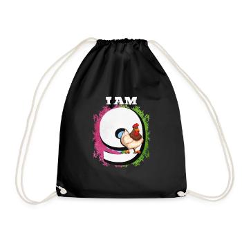 I am 9 chickens - Drawstring Bag - black - Front