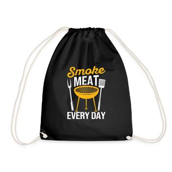 Smoke Meat Every Day Funny BBQ Smoker Grilling - Turnbeutel - Schwarz - Vorne