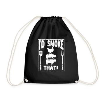 I'd Smoke That Chef Butcher Cook BBQ Cow Beef Fun - Turnbeutel - Schwarz - Vorne