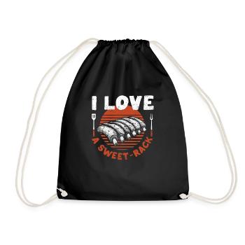 I Love A Sweet Rack BBQ Ribs Funny Barbecue Grill - Turnbeutel - Schwarz - Vorne