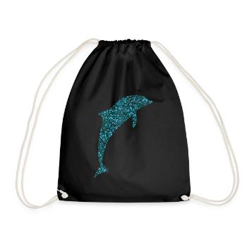A colorful dolphin abstract design made from dots - Drawstring Bag - black - Front