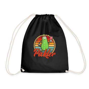 Pickelball Pickle Gurke Schläger Geschenk - Turnbeutel - Schwarz - Vorne