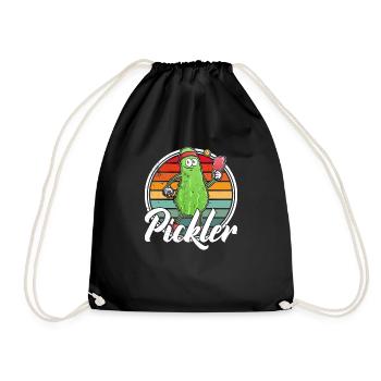 Pickelball Pickle Gurke Schläger Geschenk - Turnbeutel - Schwarz - Vorne