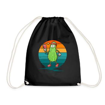 Pickle Gurke Pickelball Lustig Schläger - Turnbeutel - Schwarz - Vorne