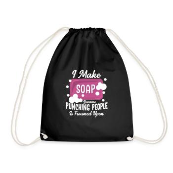 I Make Soap Because Punching People Soapmaker Soap - Drawstring Bag - black - Front