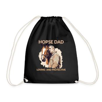 Horse Dad - Loving And Protective Horse - Drawstring Bag - black - Front