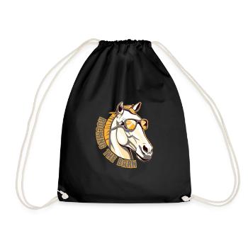 Horse Head with sunglasses - Horse Dad - Drawstring Bag - black - Front