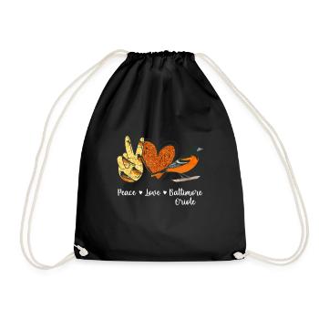 Peace Love Baltimore Oriole Bird - Drawstring Bag - black - Front