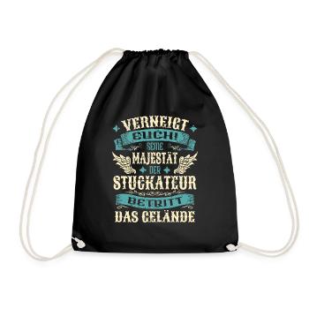 Stuckateur Geschenk Lustige Sprüche - Turnbeutel - Schwarz - Vorne