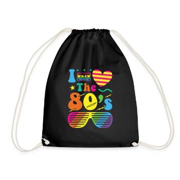 80s retro vintage costume year 80 love - Drawstring Bag - black - Front