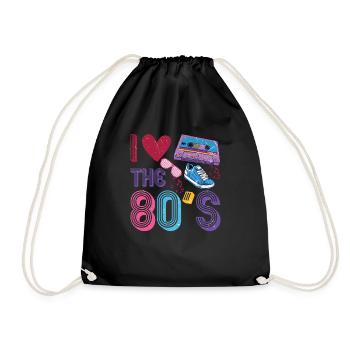 80s Retro Vintage Costume Love 80s 1980 - Drawstring Bag - black - Front