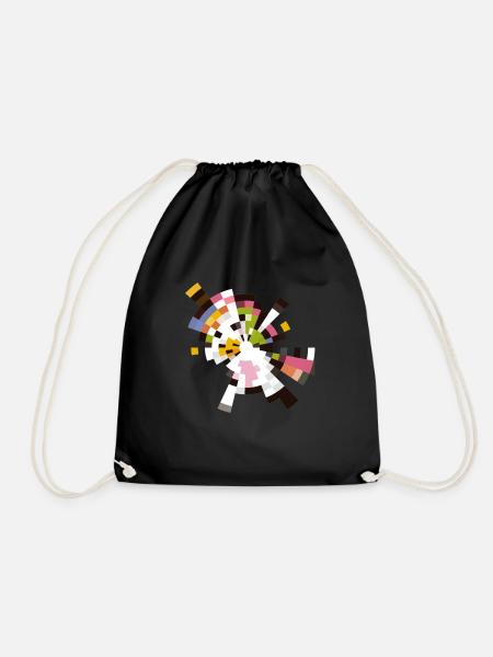 Buntes Design Einhorn - Turnbeutel - Schwarz
