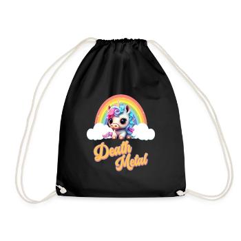 Drôle de licorne avec arc-en-ciel et dicton - Sac de sport léger - noir - Devant