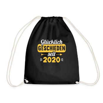 Glücklich geschieden seit 2020 Scheidungs - Turnbeutel - Schwarz - Vorne