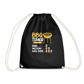 BBQ Timer Rare Medium Well Barbecue Funny Grill - Drawstring Bag - black - Front