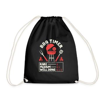 BBQ Timer Rare Medium Well Barbecue Funny Grill - Drawstring Bag - black - Front