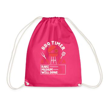 BBQ Timer Rare Medium Well Barbecue Funny Grill - Drawstring Bag - fuchsia - Front
